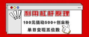 利用杠杆100元撬动500+创业粉,单日变现5位数采购|汽车产业|汽车配件|机加工蚂蚁智酷企业交流社群中心