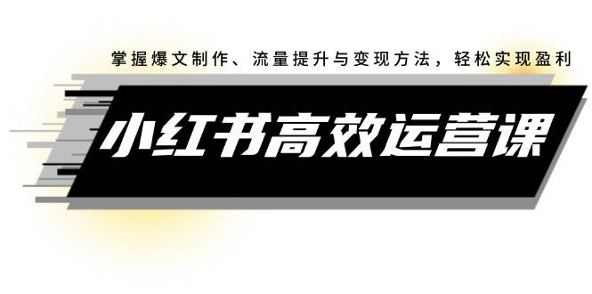 小红书高效运营课：掌握爆文制作、流量提升与变现方法，轻松实现盈利采购|汽车产业|汽车配件|机加工蚂蚁智酷企业交流社群中心