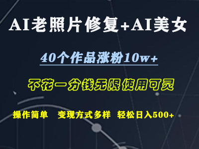 AI老照片修复+AI美女玩发  40个作品涨粉10w+  不花一分钱使用可灵  操作简单  变现方式多样话   轻松日去500+采购|汽车产业|汽车配件|机加工蚂蚁智酷企业交流社群中心